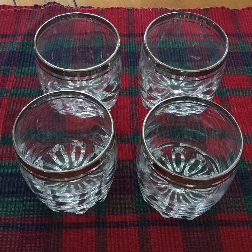 Silver Rimmed Glass Tumblers Set